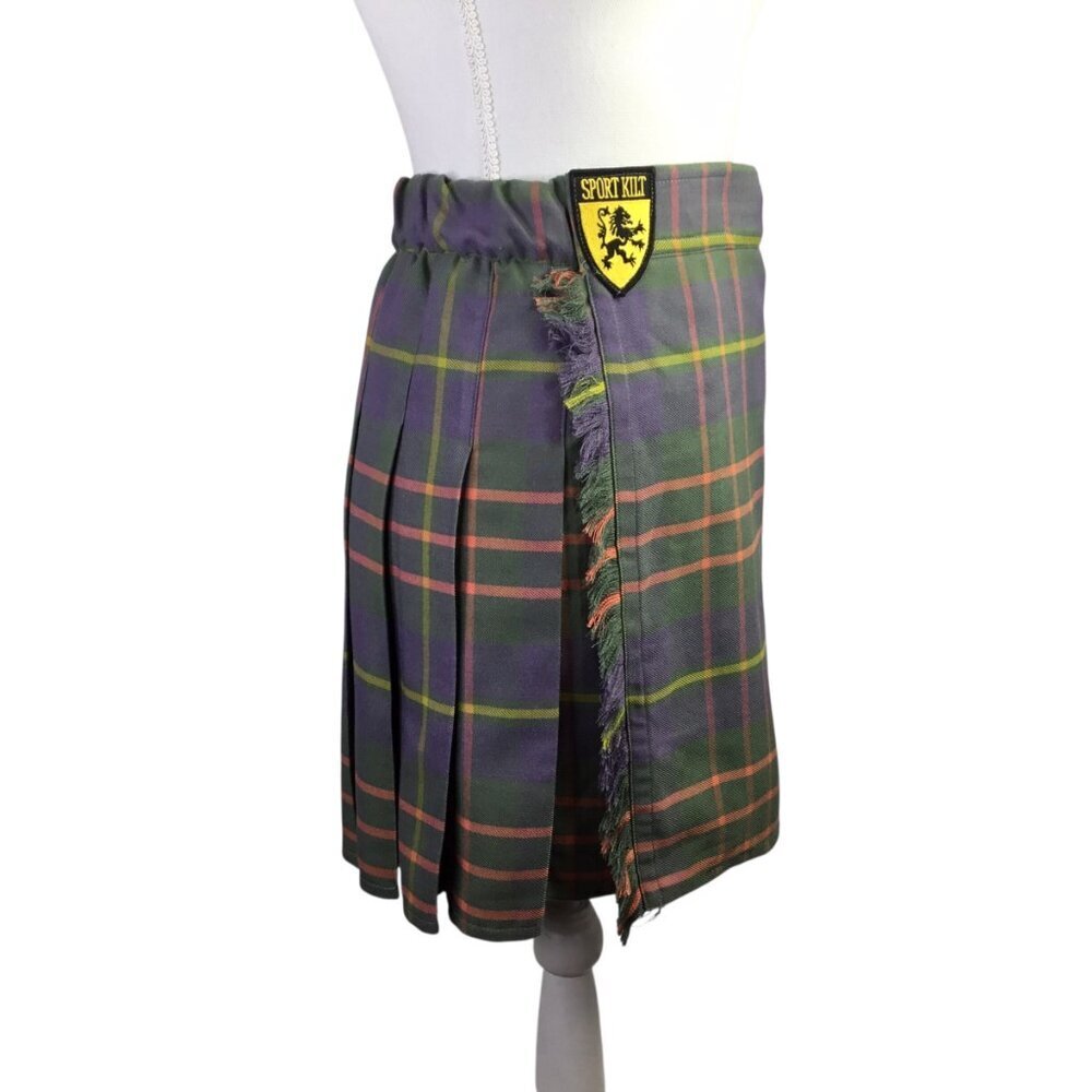 Sport Kilt Plaid Skirt Kilt Pleated Mini Size S Tartan USA Adjustable Wrap
